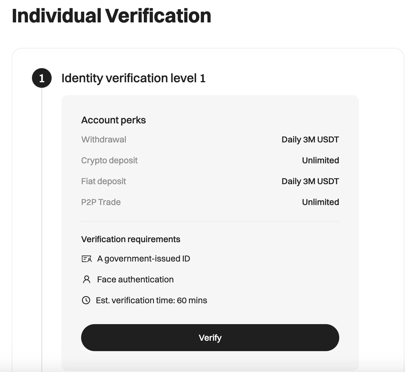 Bitget · Start individual identity verification