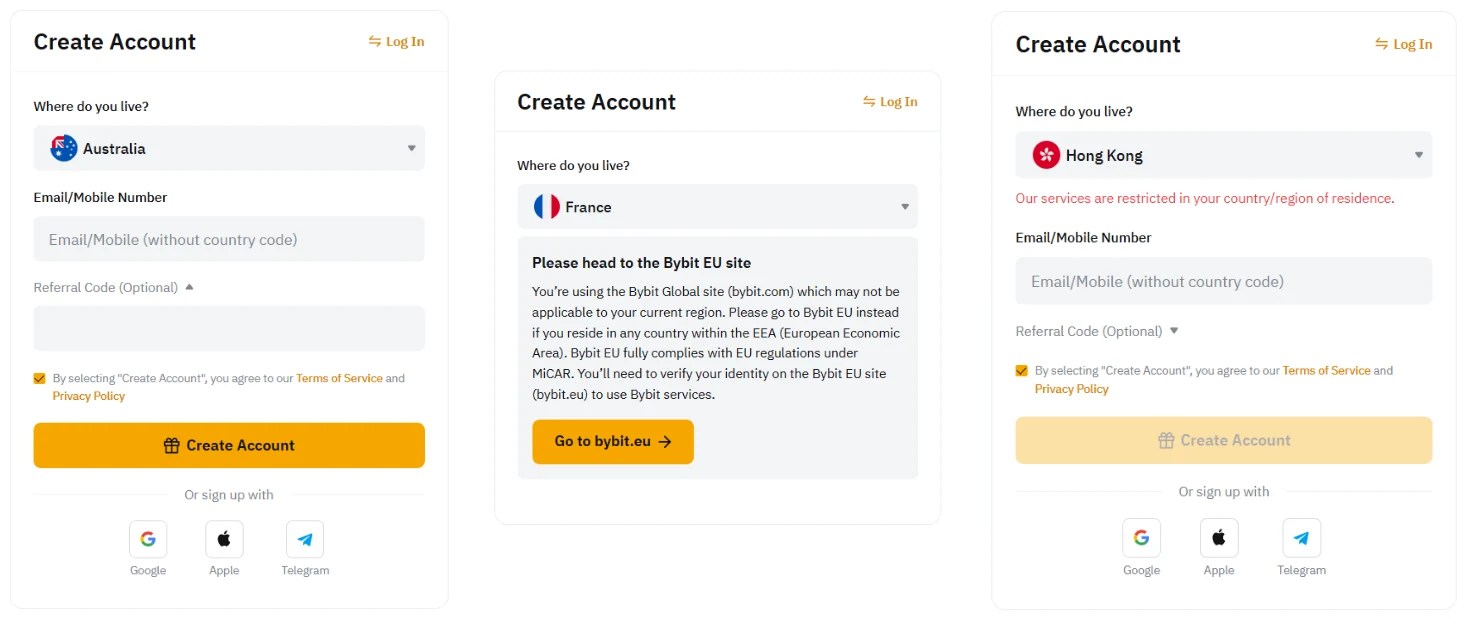 Bybit · 회원가입 정보 입력