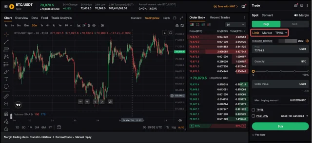 Bybit 거래 화면