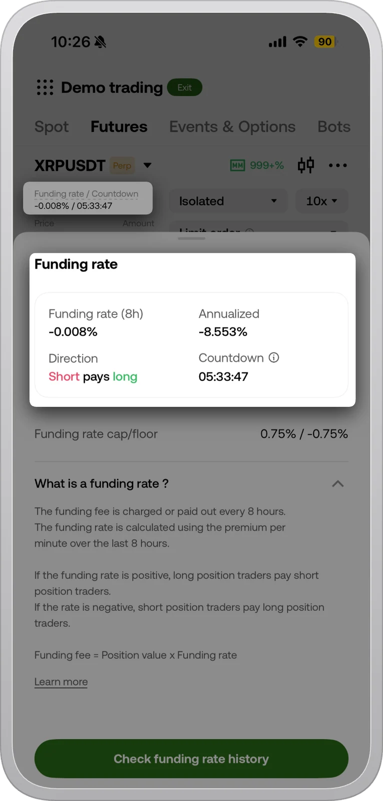 OKX · Check perpetual futures funding details